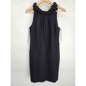Taylor Black Silk Halter Ruffle Dress Size 2 Lightweight Cocktail Party Evening